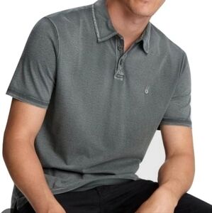 John Varvatos (Size XXL) Mens Gray 3/4 Button Down Peace Sign Cotton Polo Shirt